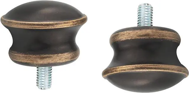 Alt view image 2 of 5 - 6PCS Brown Curtain Rod Decorative Plugs Round Head Curtain Header Fittings 5/8 Inch Diameter M5 Threaded Roman Rod End Caps Mushroom Shape Replacement Mini Header Caps for Living Room Bedrooms