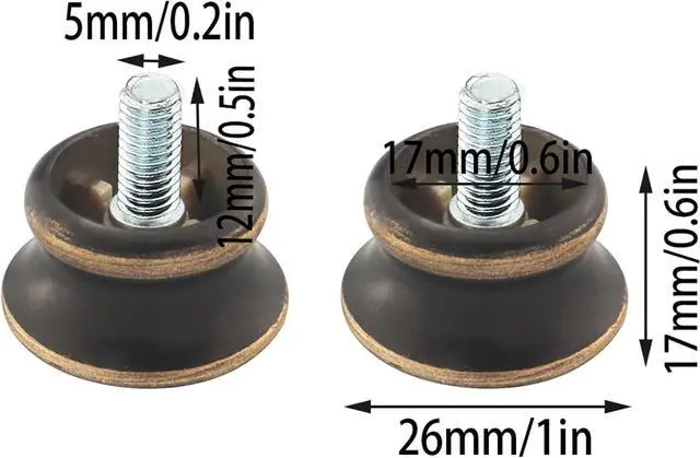 Alt view image 3 of 5 - 6PCS Brown Curtain Rod Decorative Plugs Round Head Curtain Header Fittings 5/8 Inch Diameter M5 Threaded Roman Rod End Caps Mushroom Shape Replacement Mini Header Caps for Living Room Bedrooms