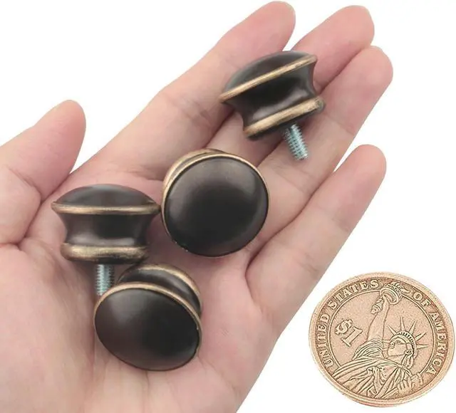 Alt view image 4 of 5 - 6PCS Brown Curtain Rod Decorative Plugs Round Head Curtain Header Fittings 5/8 Inch Diameter M5 Threaded Roman Rod End Caps Mushroom Shape Replacement Mini Header Caps for Living Room Bedrooms