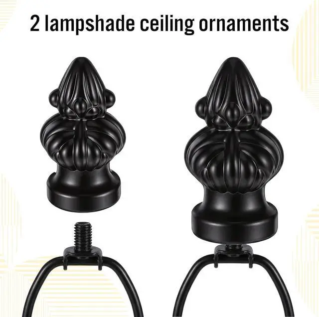 Alt view image 3 of 7 - 2 Pcs Black Lamp Finial Cap Knob Retro Lamp Finials Decoration with Dual-Thread Screw Finials for Lamps,Fit Both 3/8" and 1/4-27