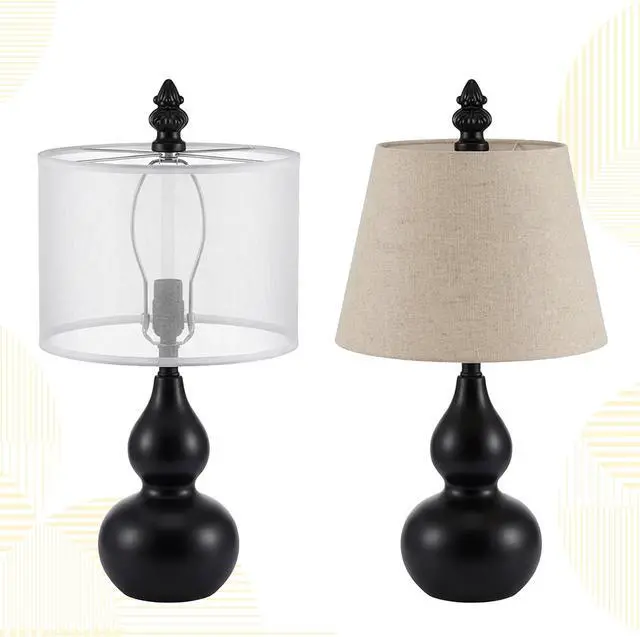Alt view image 4 of 7 - 2 Pcs Black Lamp Finial Cap Knob Retro Lamp Finials Decoration with Dual-Thread Screw Finials for Lamps,Fit Both 3/8" and 1/4-27