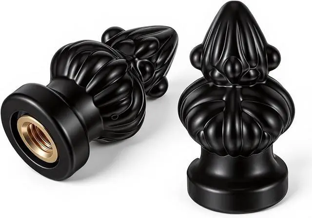 Alt view image 7 of 7 - 2 Pcs Black Lamp Finial Cap Knob Retro Lamp Finials Decoration with Dual-Thread Screw Finials for Lamps,Fit Both 3/8" and 1/4-27