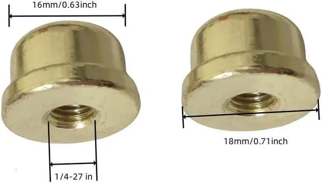 Alt view image 2 of 7 - Solid Lamp Finials Caps Tapped of Tops for Lamp Shade Holder Harp Lamp Finial Knob Lamp Accessories, Gold 2pcs Screw Thread Standard 1/4-27In