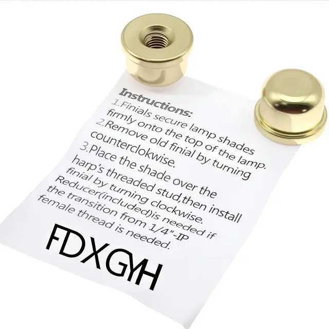 Alt view image 2 of 4 - FDXGYH 1/4-27 Lamp Finials Caps 2 Pcs Solid Lamp Finials Caps Tapped of Tops for Lamp Shade Holder Harp(Gold)