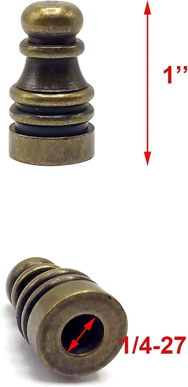 Alt view image 2 of 6 - ECUDIS Pack of 4 Solid Metal Lamp Finials Caps Knob, Antique Brass