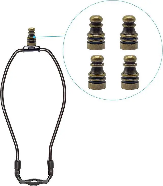 Alt view image 4 of 6 - ECUDIS Pack of 4 Solid Metal Lamp Finials Caps Knob, Antique Brass