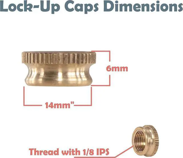 Alt view image 3 of 3 - Aspen Creative 21059-06-4, Lamp Lock-Up Caps 4Pcs/Pack Steel Brass Cap/Brass Finish