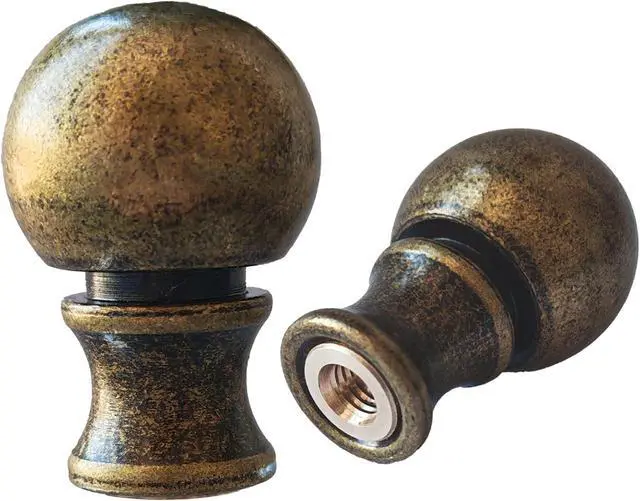 Main image of Lamp Finials 2 Pack, 1/4-27 Thread Antique Brass