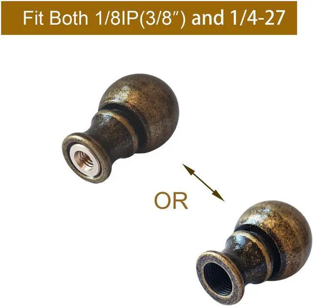 Alt view image 3 of 5 - Lamp Finials 2 Pack, 1/4-27 Thread Antique Brass