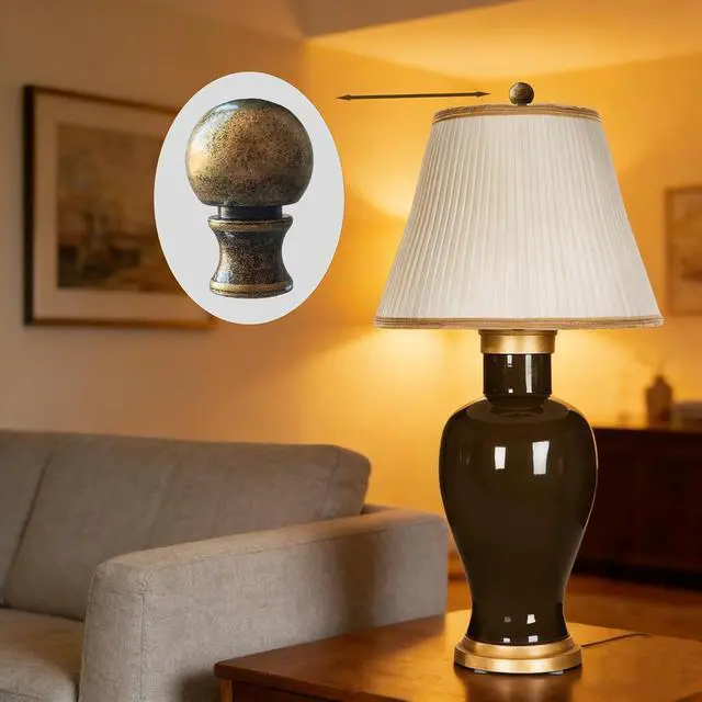 Alt view image 5 of 5 - Lamp Finials 2 Pack, 1/4-27 Thread Antique Brass