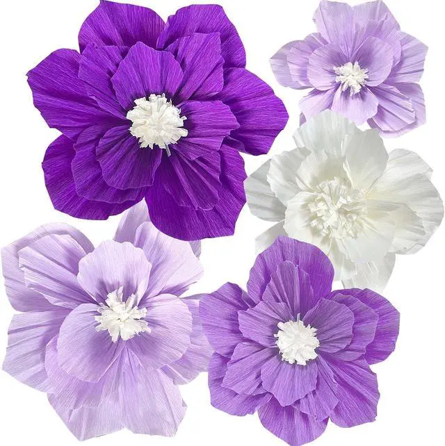 Main image of ANSOMO Purple Paper Flowers 3D Wall Décor Birthday Party Decorations Women