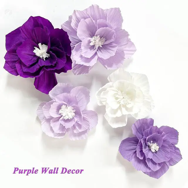Alt view image 3 of 7 - ANSOMO Purple Paper Flowers 3D Wall Décor Birthday Party Decorations Women