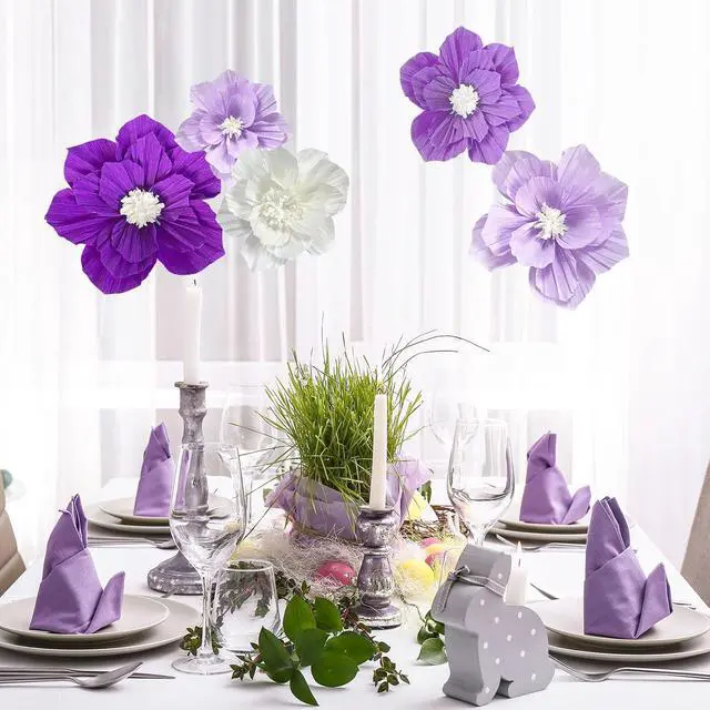 Alt view image 5 of 7 - ANSOMO Purple Paper Flowers 3D Wall Décor Birthday Party Decorations Women
