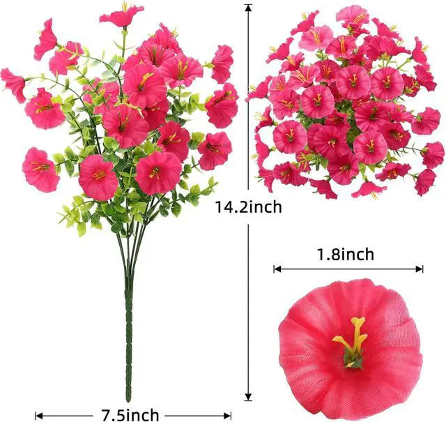 Alt view image 2 of 7 - 12 Bundles Artificial Flowers for Outdoors, UV Resistant Morning Glory