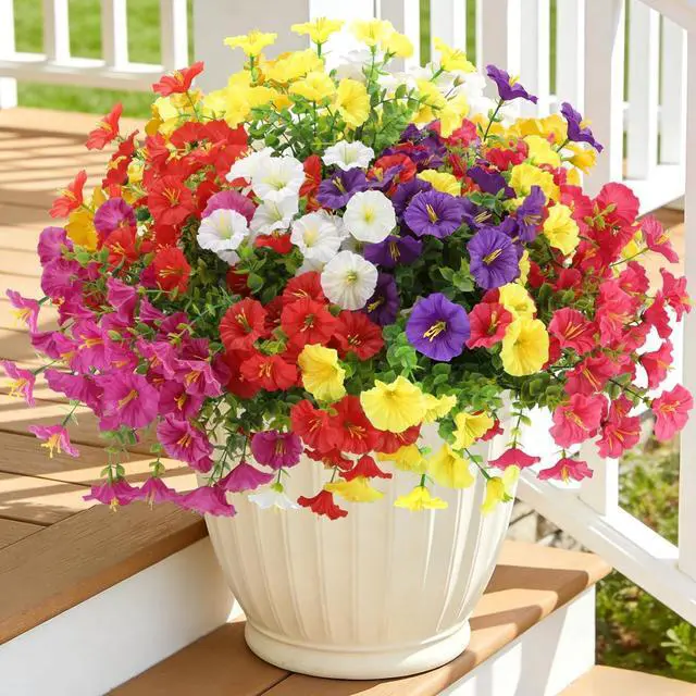 Alt view image 3 of 7 - 12 Bundles Artificial Flowers for Outdoors, UV Resistant Morning Glory