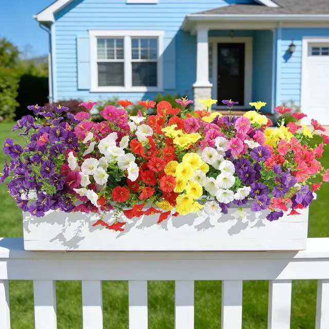 Alt view image 5 of 7 - 12 Bundles Artificial Flowers for Outdoors, UV Resistant Morning Glory