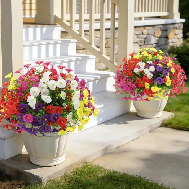 Alt view image 6 of 7 - 12 Bundles Artificial Flowers for Outdoors, UV Resistant Morning Glory
