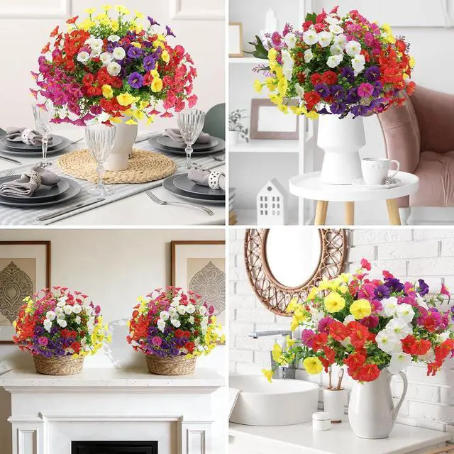 Alt view image 7 of 7 - 12 Bundles Artificial Flowers for Outdoors, UV Resistant Morning Glory