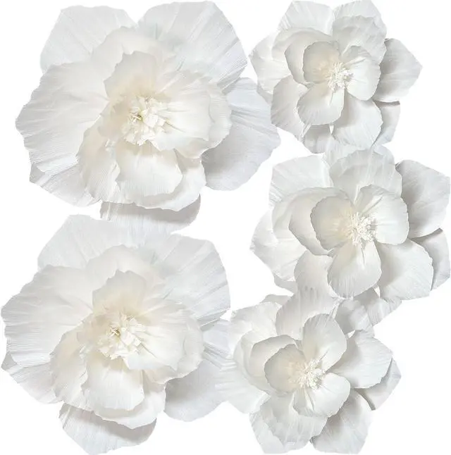 Main image of ANSOMO White Paper Flowers 3D Wall Décor Party Decorations