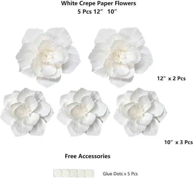 Alt view image 3 of 6 - ANSOMO White Paper Flowers 3D Wall Décor Party Decorations