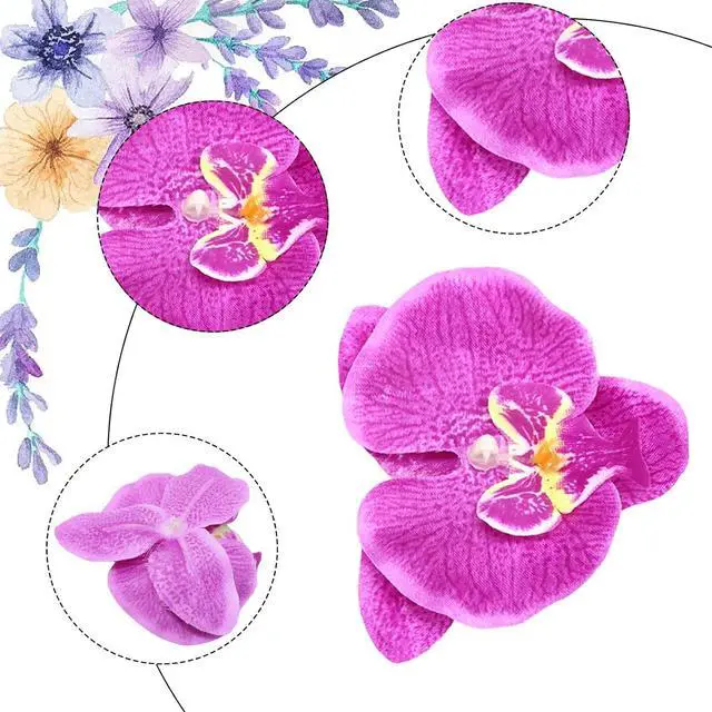 Alt view image 3 of 7 - Honbay 24PCS Fabric Butterfly Orchid Flower Heads Artificial Fake Flowers Heads for Crafts Home Wedding Decoration - 6 Colors