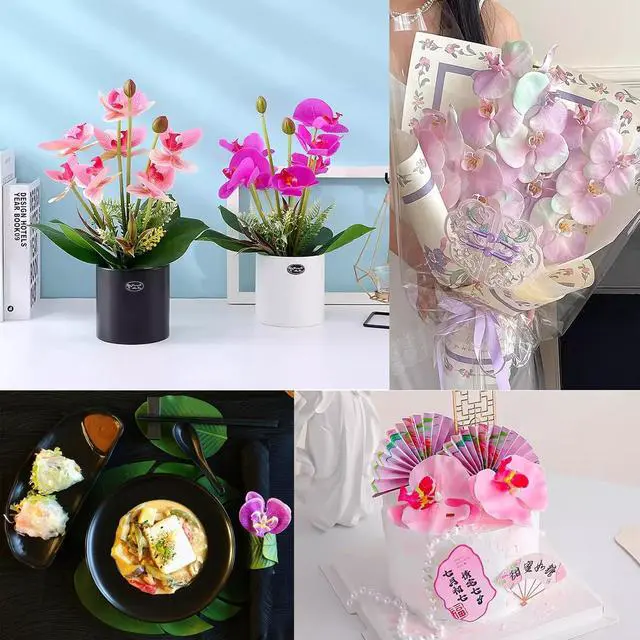 Alt view image 6 of 7 - Honbay 24PCS Fabric Butterfly Orchid Flower Heads Artificial Fake Flowers Heads for Crafts Home Wedding Decoration - 6 Colors