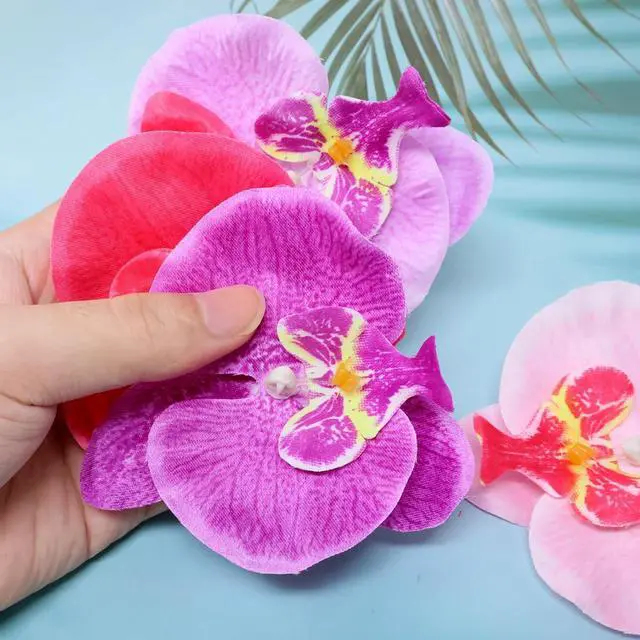 Alt view image 7 of 7 - Honbay 24PCS Fabric Butterfly Orchid Flower Heads Artificial Fake Flowers Heads for Crafts Home Wedding Decoration - 6 Colors