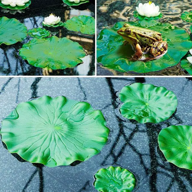 Alt view image 3 of 7 - 12Pcs Lily Pads for Ponds, Artificial Floating Foam Lotus Leaves