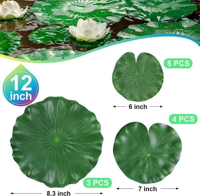 Alt view image 5 of 7 - 12Pcs Lily Pads for Ponds, Artificial Floating Foam Lotus Leaves
