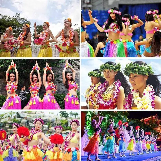 Alt view image 2 of 6 - Hawaiian Leis Party Silk Flower Leis 41inch Thicken Hawaiian Leis Garland Headband Leis and Hand Leis for Graduation Hula Dance Luau Party, Photo Prop Wedding Birthday in Outdoors (Pink)