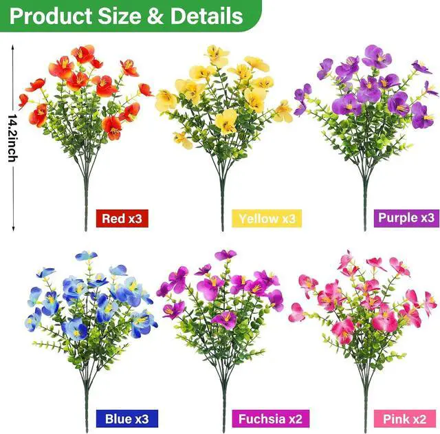 Alt view image 2 of 7 - 16 Bundles Artificial Pansy Flowers for Outdoors, Mixed Colors