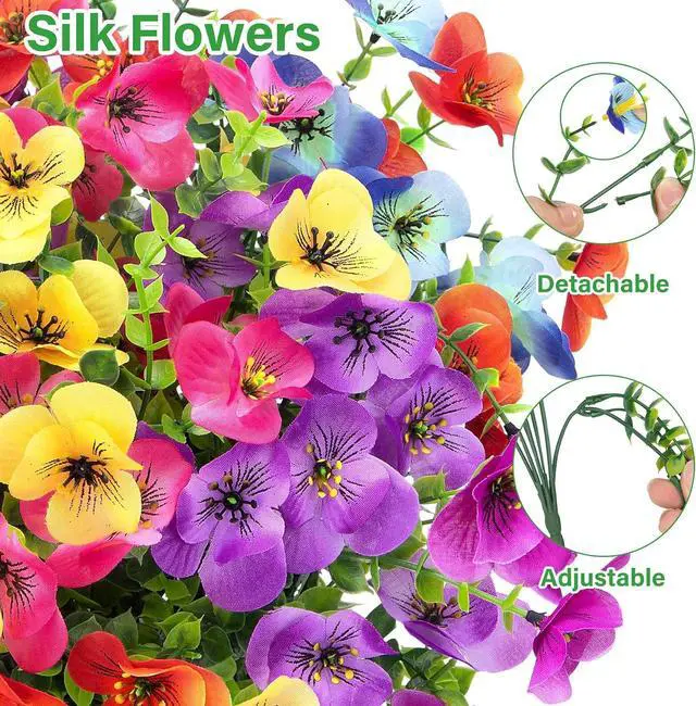 Alt view image 3 of 7 - 16 Bundles Artificial Pansy Flowers for Outdoors, Mixed Colors