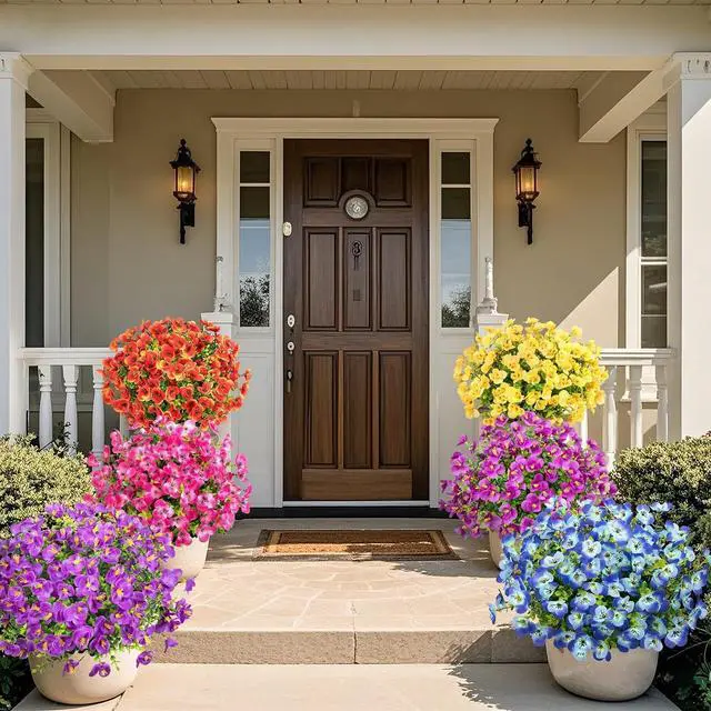 Alt view image 4 of 7 - 16 Bundles Artificial Pansy Flowers for Outdoors, Mixed Colors