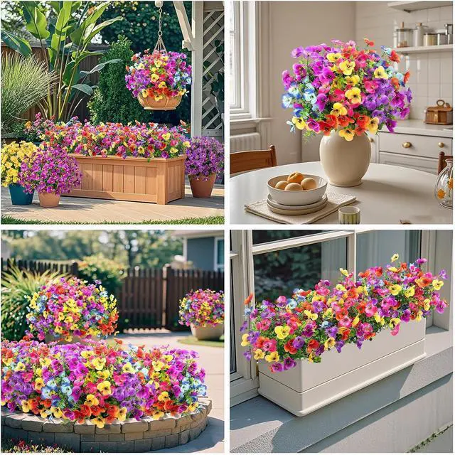Alt view image 5 of 7 - 16 Bundles Artificial Pansy Flowers for Outdoors, Mixed Colors
