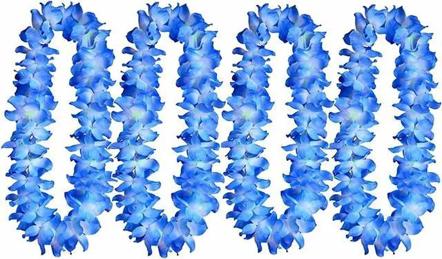 Main image of ALIMITOPIA Hawaiian Hula Leis Dance Wreath Garland Artificial Flowers Fabric Neck Loop for Luau Party Costumes (Blue;4pcs)