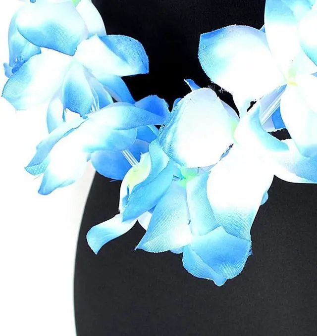 Alt view image 4 of 7 - ALIMITOPIA Hawaiian Hula Leis Dance Wreath Garland Artificial Flowers Fabric Neck Loop for Luau Party Costumes (Blue;4pcs)