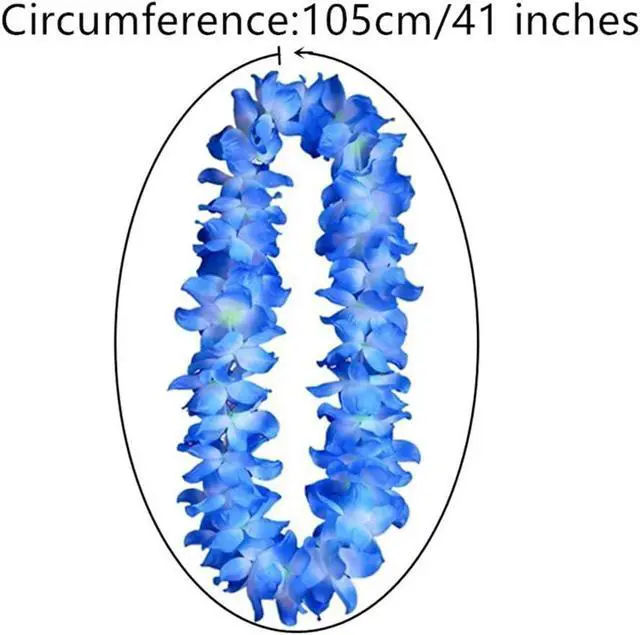 Alt view image 2 of 7 - ALIMITOPIA Hawaiian Hula Leis Dance Wreath Garland Artificial Flowers Fabric Neck Loop for Luau Party Costumes (Blue;4pcs)