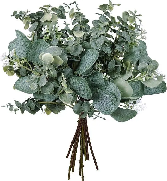 Main image of Bulk Artificial Silver Dollar Eucalyptus Leaves Picks Stems and Faux Branches for Vase Bouquets Floral Arrangement Wreath Rustic Farmhouse Greenery Decoration