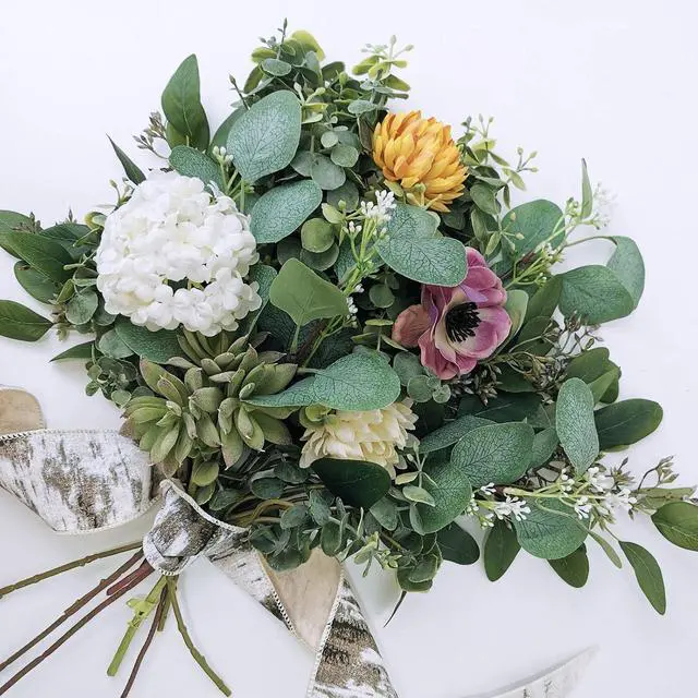 Alt view image 4 of 7 - Bulk Artificial Silver Dollar Eucalyptus Leaves Picks Stems and Faux Branches for Vase Bouquets Floral Arrangement Wreath Rustic Farmhouse Greenery Decoration