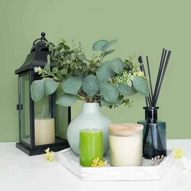 Alt view image 5 of 7 - Bulk Artificial Silver Dollar Eucalyptus Leaves Picks Stems and Faux Branches for Vase Bouquets Floral Arrangement Wreath Rustic Farmhouse Greenery Decoration