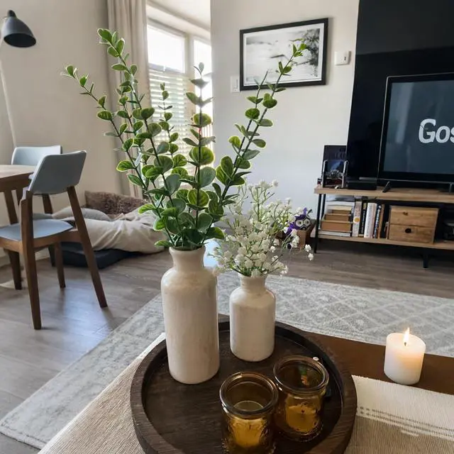 Alt view image 6 of 7 - 10pcs Eucalyptus Stems Artificial Eucalyptus Leaves Fake Greenery Branches Fake Flowers for Wedding Centerpiece Spring Easter Farmhouse Home Decoration