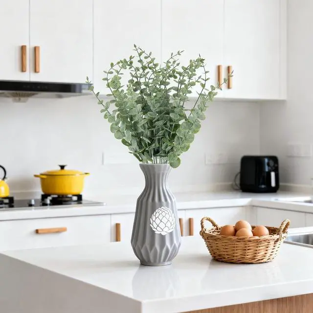 Alt view image 7 of 7 - 10pcs Eucalyptus Stems Artificial Eucalyptus Leaves Fake Greenery Branches Fake Flowers for Wedding Centerpiece Spring Easter Farmhouse Home Decoration