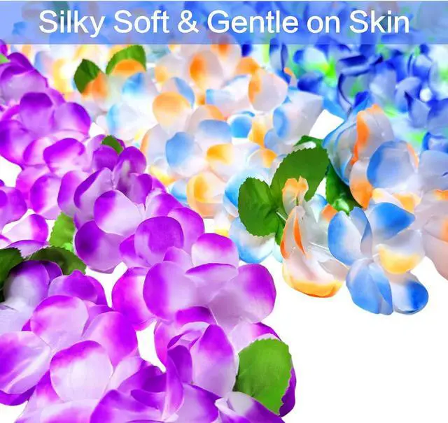 Alt view image 4 of 7 - 12 Counts Hawaiian Leis for Luau Party Supplies, Tropical Flower Lei Decorations, Premium Artificial Leis for Wedding, Graduation, Beach & Birthday Party Favors