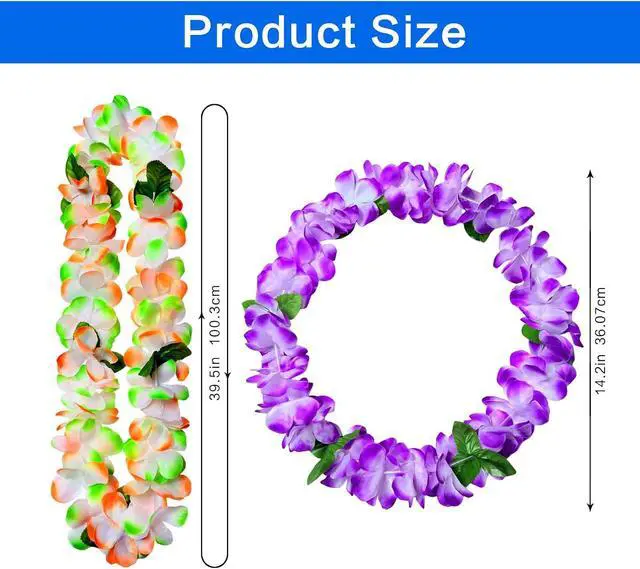 Alt view image 5 of 7 - 12 Counts Hawaiian Leis for Luau Party Supplies, Tropical Flower Lei Decorations, Premium Artificial Leis for Wedding, Graduation, Beach & Birthday Party Favors