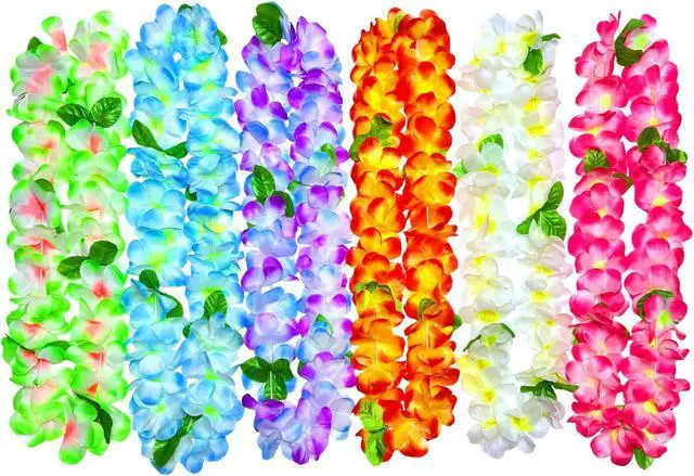 Alt view image 6 of 7 - 12 Counts Hawaiian Leis for Luau Party Supplies, Tropical Flower Lei Decorations, Premium Artificial Leis for Wedding, Graduation, Beach & Birthday Party Favors