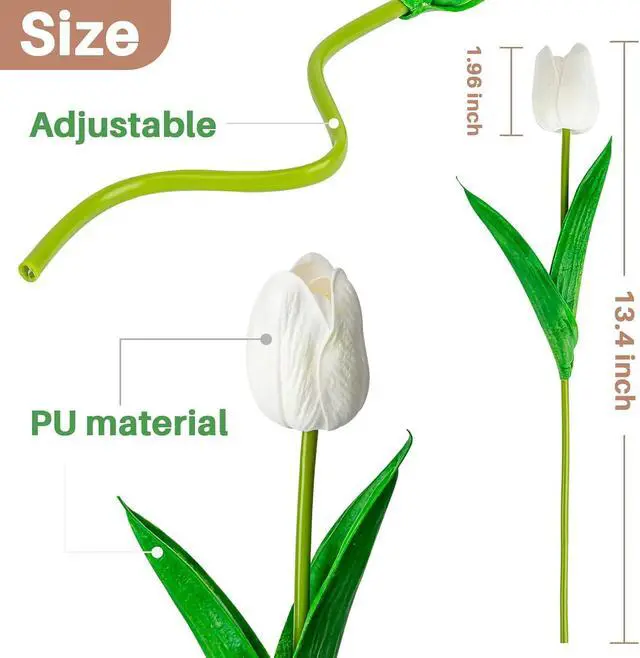 Alt view image 2 of 7 - MAQIHAN 10 White Tulips Artificial Flowers - Fake White Tulips Real Touch Flowers Artificial Tulips that Look Real Realistic Faux Plastic Flowers Bouquet Arrangements for Home Dining Table Decoration