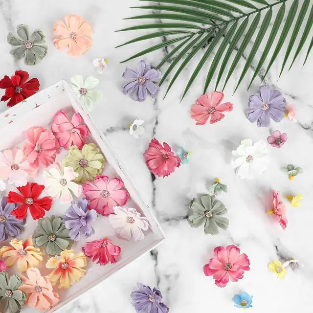Alt view image 3 of 7 - FOIMAS 150pcs Mini Faux Flower for Crafts,Artificial Flower Heads Daisy Peony Flower Decor for Craft Garland Wedding Home Decoration