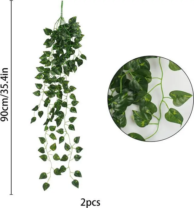 Alt view image 7 of 7 - Uieke 2Pcs Fake Plants for Outside Fake Plant Decor 3.1ft Artificial Hanging Plants Fake Ivy Vine Faux Greenery Vine Plant for Home Room Wall Pot Hanging Planter Indoor Outdoor Décor