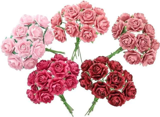 Main image of Handmade Mini Heart Petals Mulberry Paper Roses 18mm, 50 PCS Paper Flowers for Crafts, Scrapbooking, Card Making, Wedding Decoration, DIY Floral Embellishments (Wedding Tone)