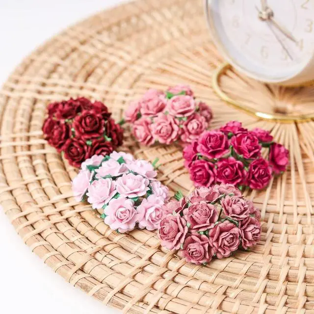 Alt view image 5 of 6 - Handmade Mini Heart Petals Mulberry Paper Roses 18mm, 50 PCS Paper Flowers for Crafts, Scrapbooking, Card Making, Wedding Decoration, DIY Floral Embellishments (Wedding Tone)